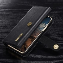 DG.MING Split Leather Case for iPhone X/XS , Multi-slot Tri-fold Detachable Stand Wallet Phone Cover
