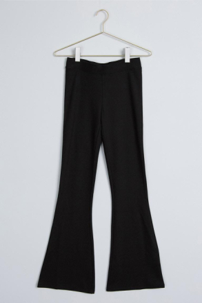 Gina Tricot - Flare jersey trousers - byxor - Black - L - Female