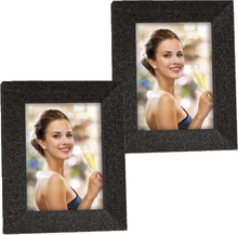 2x stuks houten fotolijstje zwart met glitters geschikt voor een foto van 20 x 30 cm