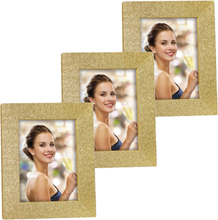 3x stuks houten fotolijstje goud met glitters geschikt voor een foto van 13 x 18 cm