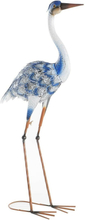 Tuin decoratie dieren/vogel beeld - Metaal - Reiger - 42 x 80 cm - buiten - blauw