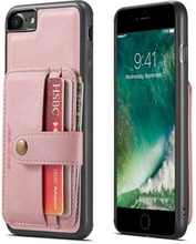 JEEHOOD For iPhone 7/8/SE (2020)/SE (2022) Shockproof Wallet Phone Case Support Wireless Charging/R