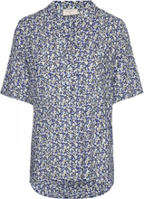 Fqadney-Blouse Tops Blouses Short-sleeved Blue FREE/QUENT
