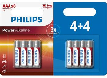 PHILIPS Batteri Alkaliska LR03/AAA 8-pack