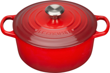 Le Creuset - Signature støpejernsgryte rund 24 cm 4,2L rød