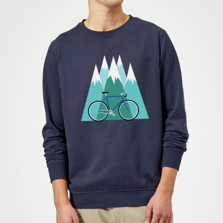 Bike and Mountains Christmas Jumper - Navy - XL - Navy