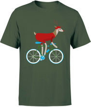 Biking Reindeer Men's Christmas T-Shirt - Forest Green - M