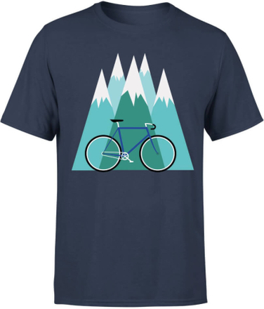 Bike and Mountains Men's Christmas T-Shirt - Navy - L