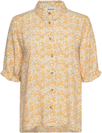 Ravenmd Print Shirt Kortermet Skjorte Oransje Modström*Betinget Tilbud