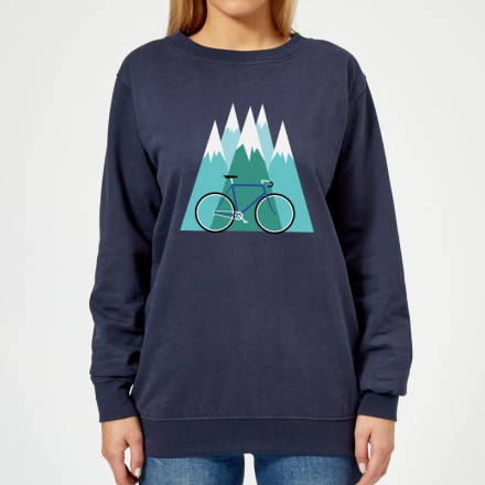 Bike and Mountains Women's Christmas Jumper - Navy - M - Navy