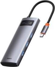 Baseus Metal Gleam, USB 3.2 Gen 1 (3.1 Gen 1) Type-C, 100 W, Grå, 4K Ultra HD, 60 hz, HDMI, USB 2.0, USB 3.2 Gen 1 (3.1 Gen 1) Type-A, USB 3.2 Gen 1