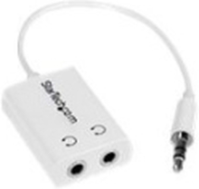 Startech White Slim Mini Jack Headphone Splitter Cable 3.5 To 2x 3.5mm 0.152m Mini-telefonstereo 3,5 Mm Hun Mini-telefonstereo 3,5 Mm Han
