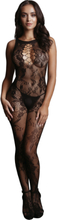 Le Désir: Bodystocking High Neck Lace Pattern, One Size