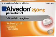 Alvedon munsönderfallande tablett 250 mg 12 st (15-40 kg)
