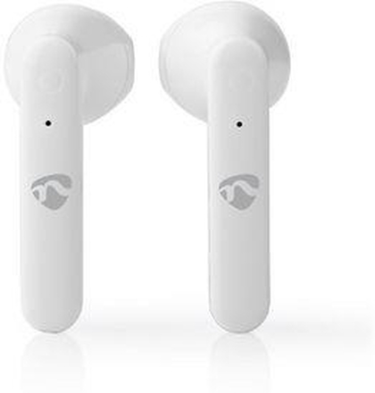 Nedis Fullt Trådlösa hörlurar | Bluetooth® | Maximal batteritid: 2.5 timmar | Tryck på Kontroll | Batteri hölje | Inbygd mikrofon | Stöd för röststyrning | Vit