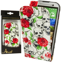 FlipCase - Skull & Roses - PU-Leder - HTC One M8