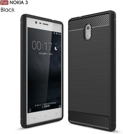 Nokia 3 Hülle - Carbonfaser SoftCase - schwarz