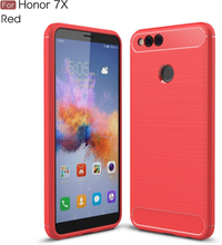 Honor 7X Hülle - Carbonfaser SoftCase - rot