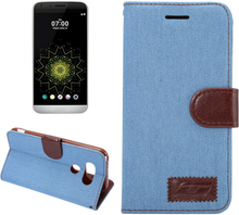 LG G5 Case - Jeans Design - BookCase - PU-Leder - hellblau-braun