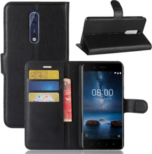 Nokia 8 Case - Book Case Flip Stand - PU-Leder - schwarz