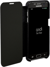 Samsung Galaxy S7 Edge Hülle - Wireless Charging Leder Book Case - schwarz