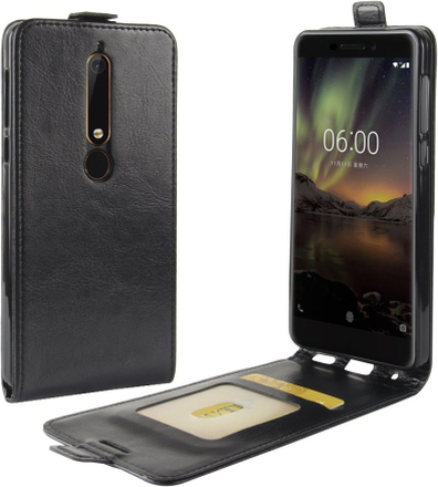 Nokia 6 (2018) / 6.1 Case - Slim FlipCase - PU-Leder - schwarz