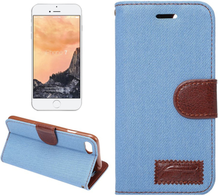 Apple iPhone 8 / 7 Case - Jeans Design - BookCase - PU-Leder - hellblau