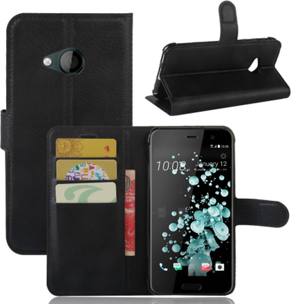 HTC U Play Alpine Case - Book Case Flip Stand - PU-Leder - schwarz