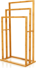 Handdukstork med 3 stycken handduksstänger 42 x 80 x 24 cm trappdesign bambu
