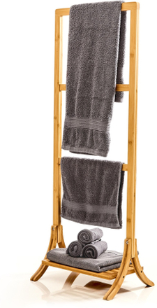 Handdukstork med 3 stycken handduksstänger 40 x 104,5 x 27 cm bambu i stege-design