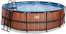 EXIT Wood pool 450x122cm med sandfilterpump (Brun)