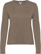 Objannie L/S O-Neck Top A Div T-shirts & Tops Long-sleeved Brun Object*Betinget Tilbud