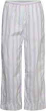 Stripe Seersucker Elasticated Mid Waist Pants Bottoms Trousers Straight Leg Green Ganni