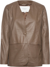 Leather Jacket Læderjakke Skindjakke Brown Rosemunde