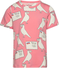 Pigeons Tencel Aop Ss Tee Tops T-Kortærmet Skjorte Pink Mini Rodini