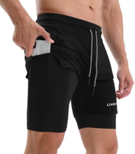 Lixada 2-in-1 Men Running Shorts with Towel Loop Quick Dry Exercise Shorts with Pockets for Training Gym Workout