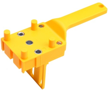 Quick Wood Doweling Jig ABS Plastic Handheld Pocket Hole Jig Fit 6/8/10mm Bit Hole Puncher For Carpentry Dowel Joints Drill Guide Metal Sleeve Yellow
