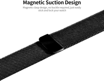 Replaceable Stainless Steel Watch Band Milanese Magnetic Buckle Strap Compatible with Apple Watch 2/3/4/5/6/se 38/40mm Silver