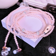 Jewelry Pearl Necklace Stereo Earphones with Microphone 3.5mm In-ear Headphone Wired Headset Earbuds for Phone Girls
