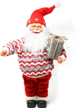 Jultomtefigur med Stickad Tröja och Paket 50 cm