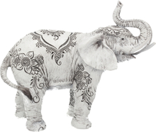 Grå Elefantfigur med Henna-Motiv 22x18 cm