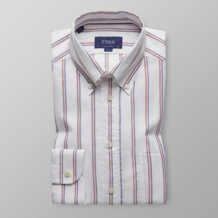 Eton Contemporary fit Röd & blårandig skjorta med naturlig stretch