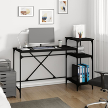 vidaXL Skrivbord med hyllor svart 135x50x90 cm konstruerat trä&järn
