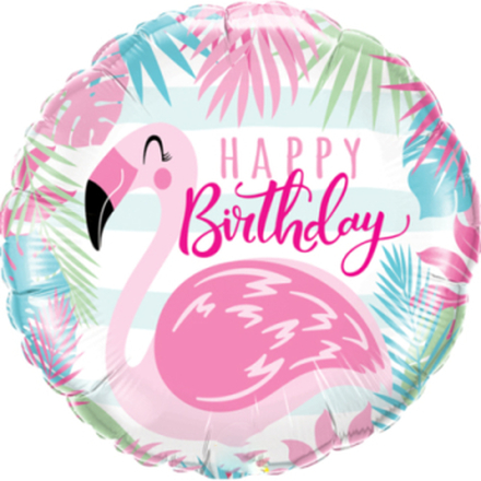Happy Birthday Folieballong med Flamingo Motiv 46 cm