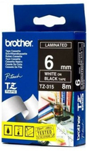 Brother Tape Tze-315 6mm Hvid/sort