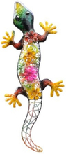 Grote metalen salamander gekleurd 42 x 17 cm tuin decoratie