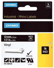 Dymo Tape Rhinopro Perm Vinyl 12mm Hvid/sort