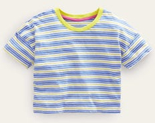 Lockeres T-Shirt Mädchen Boden, Penzance-Blau/Neongelb