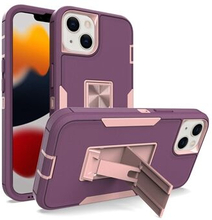 For iPhone 13 Back Shell, PC + TPU Hybrid Phone Cover with Integrated Kickstand Car Mount Metal She