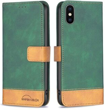BINFEN COLOR BF Leather Case Series-7 Style 11 PU Leather Shell for iPhone X/XS , Splicing Leather D